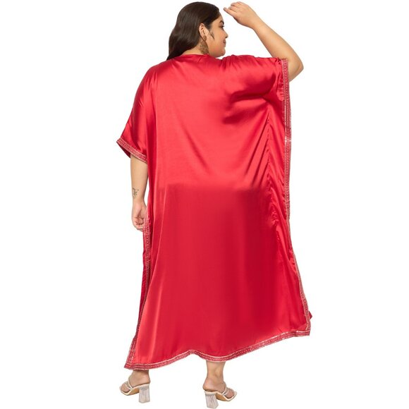 Gypsie Blu Summer Beach Cover Up Satin Sequences Kaftan Dress Party Wear Gown - Picture 8 of 8